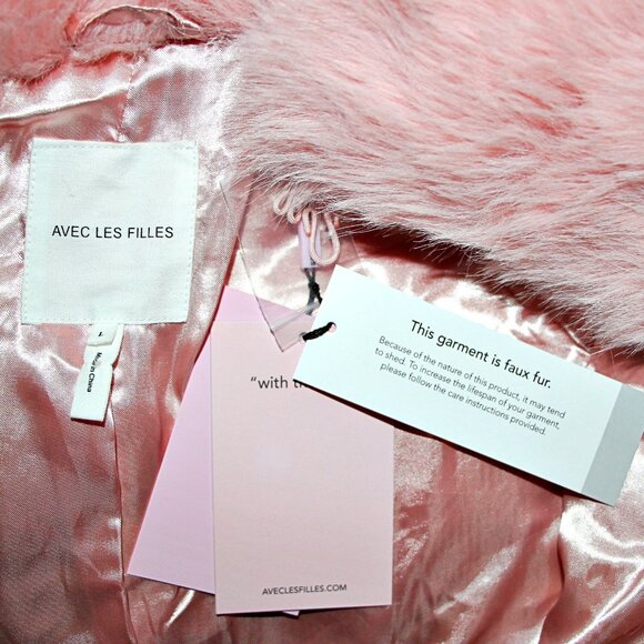 Avec Les Filles Luxurious Cropped Paneled Faux-Fur Coat in Blush sz L $285 - Picture 14 of 15